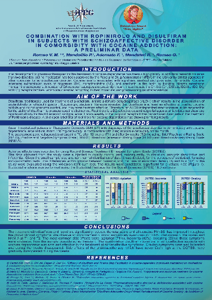Combination with ropinirolo and disulfiram in subjects with schizoaffective disorder in comorbidity with cocaine addiction: a preliminar data
